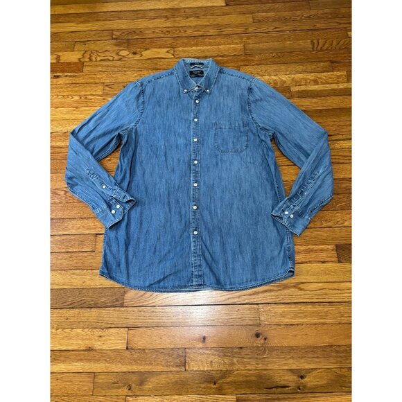 Nordstrom Men's Shop Denim Button Down Shirt Size XL Tall XLT Blue 100% Cotton - Picture 1 of 5